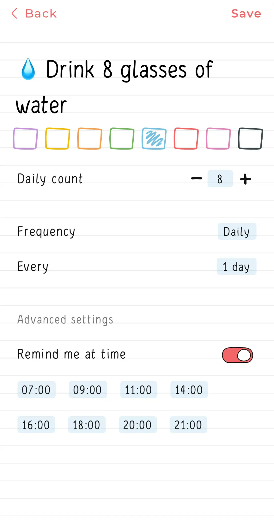 Screenshots of the Hizo app with habit editing.