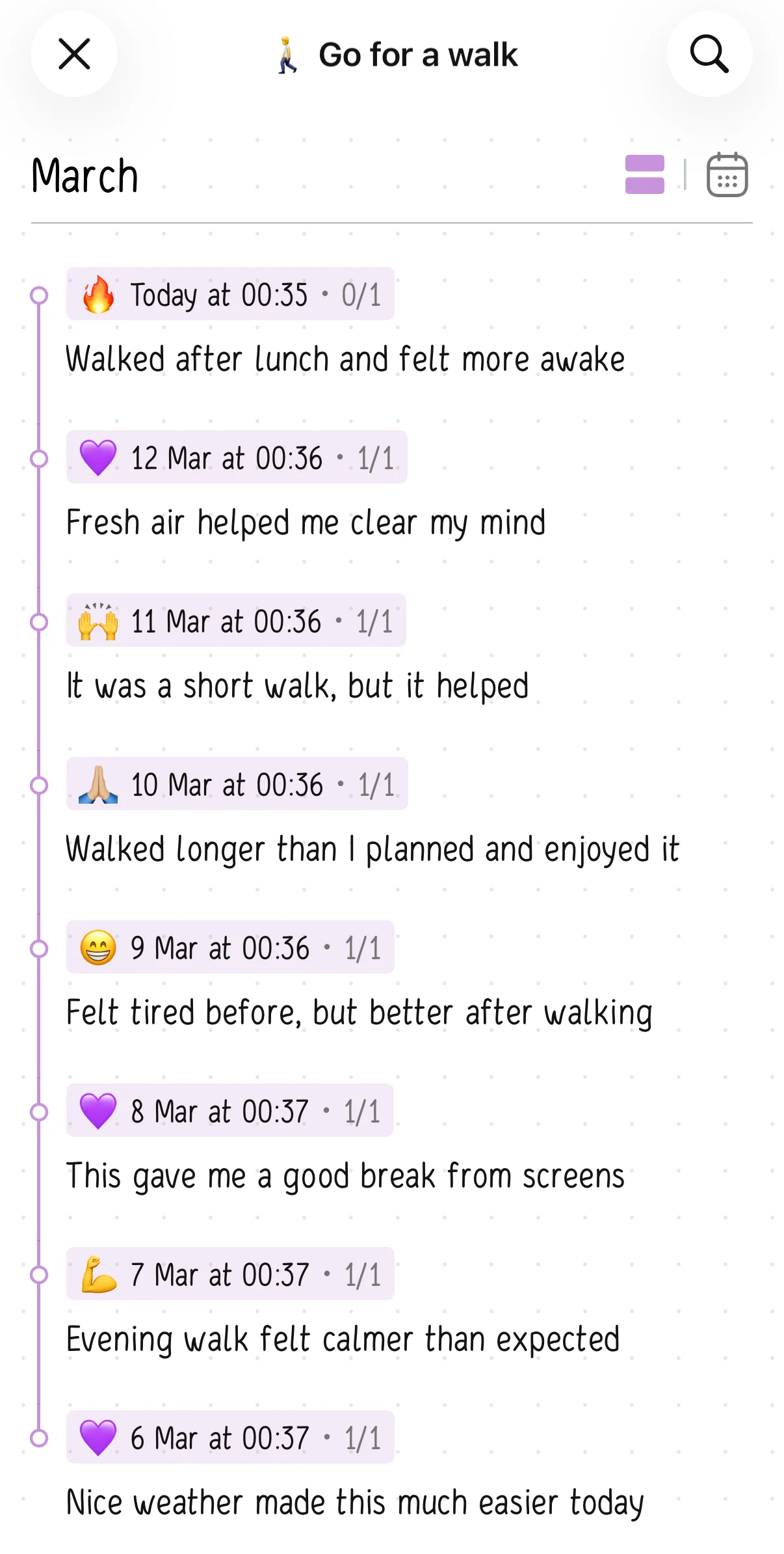 Screenshots of the Hizo app with habit notes